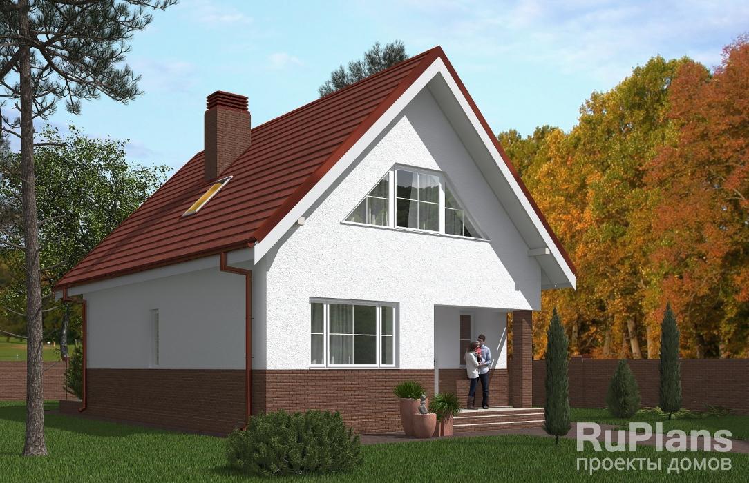 Rg5439 — проект одноэтажного дома с мансардой и террасой