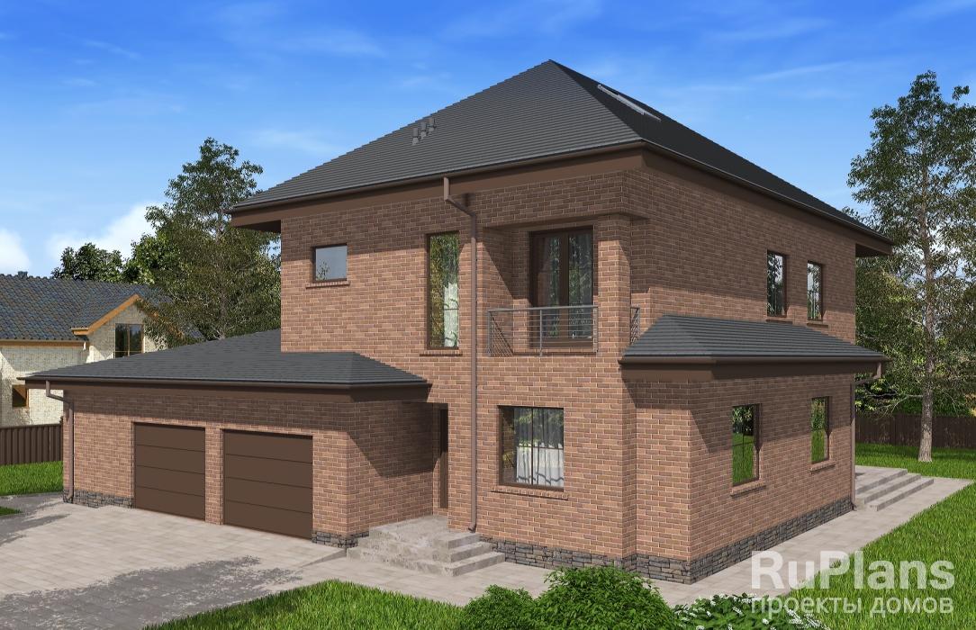 Rg5126 — проект двухэтажного дома с мансардой, гаражом, террасой и балконом
