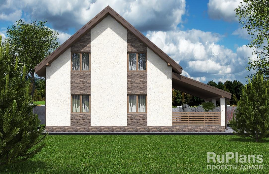 Rg5592 — проект одноэтажного дома с мансардой и террасой