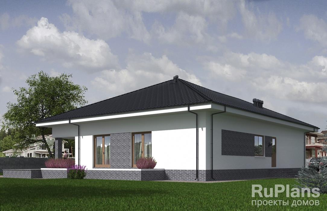 Rg5292 — проект одноэтажного дома с террасой и гаражом