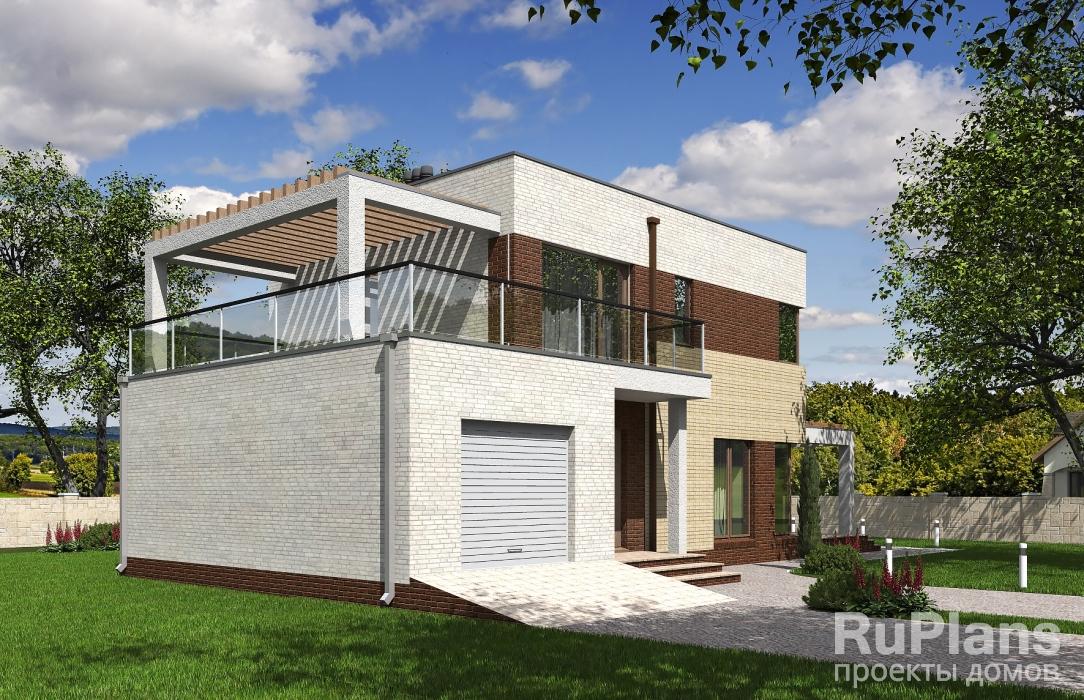 Rg5300 — проект двухэтажного дома с гаражом и террасами