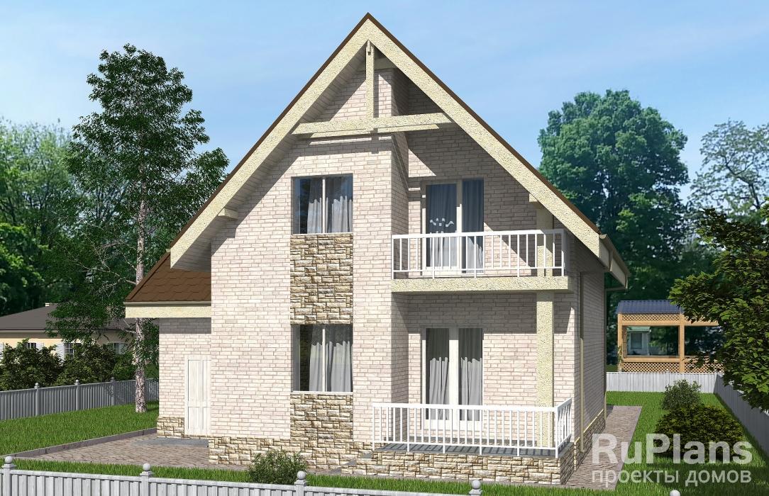 Rg5160 — проект одноэтажного дома с мансардой, террасой, балконом и гаражом