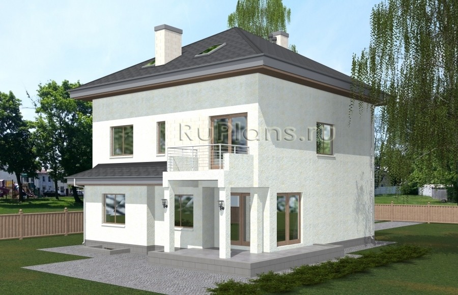 Rg5057 — проект двухэтажного дома с мансардой, подвалом и гаражом